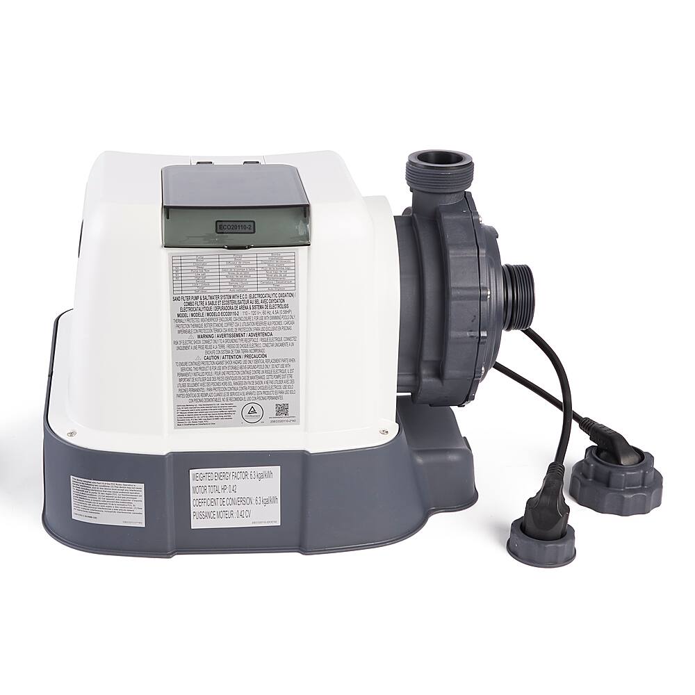 Back. Intex - 3000 GPH Above Ground Pool Sand Filter Pump with Automatic Timer - White.
