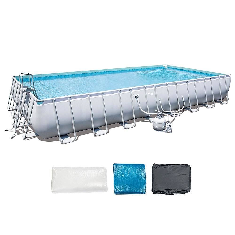 Bestway - 31.3ft x 16ft x 52 inches Rectangular Frame Above Ground Pool Set - Front_Zoom