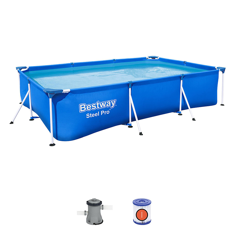 Bestway - Steel Pro 9.8ft x 6.6ft x 26in Above Ground Swimming Pool Set with Pump