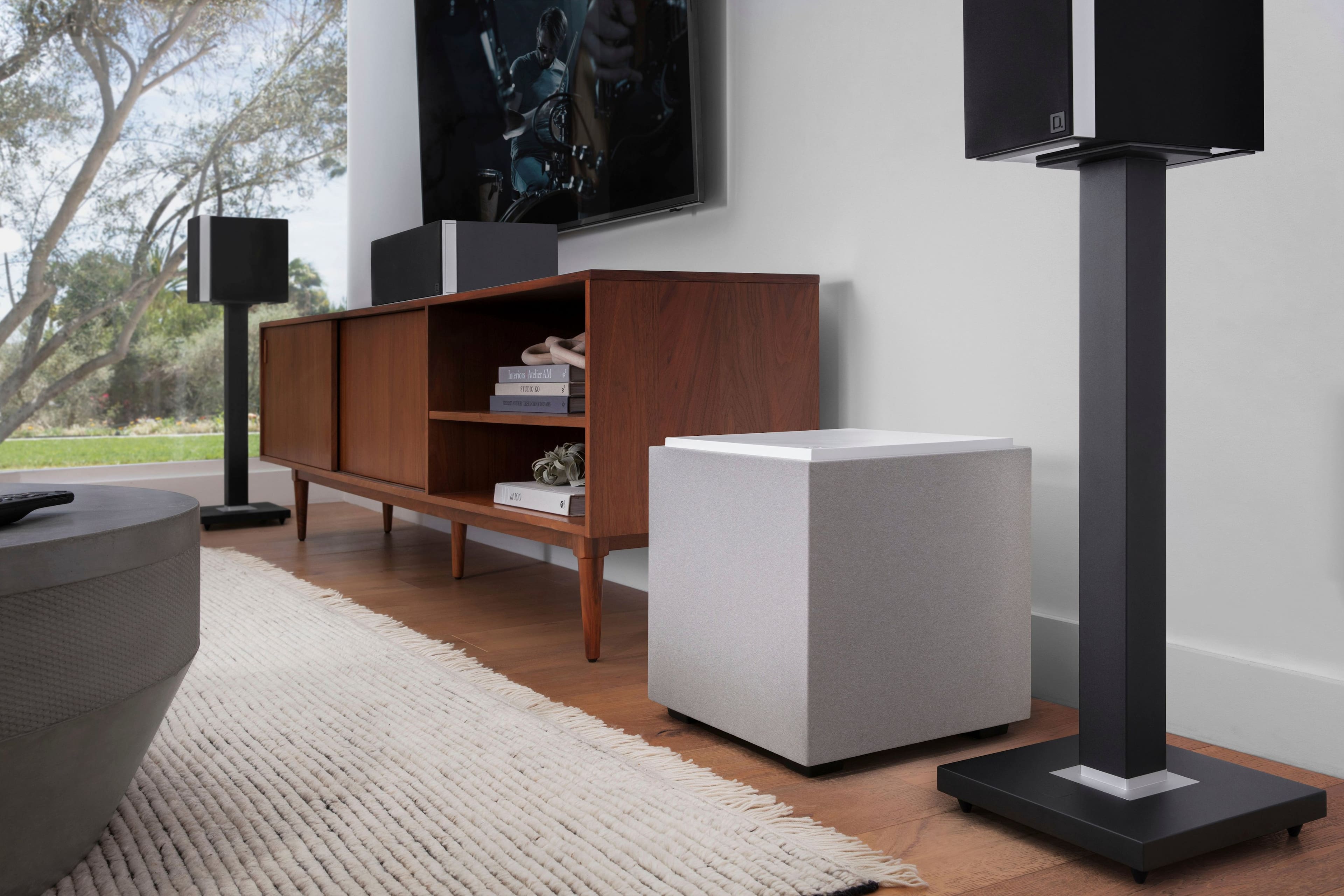 Alt View 13. Definitive Technology - Descend DN10 10" Sub, 3XR Architecture, 500W Peak Class D Amplifier, (2) 10" Bass Radiators - White.