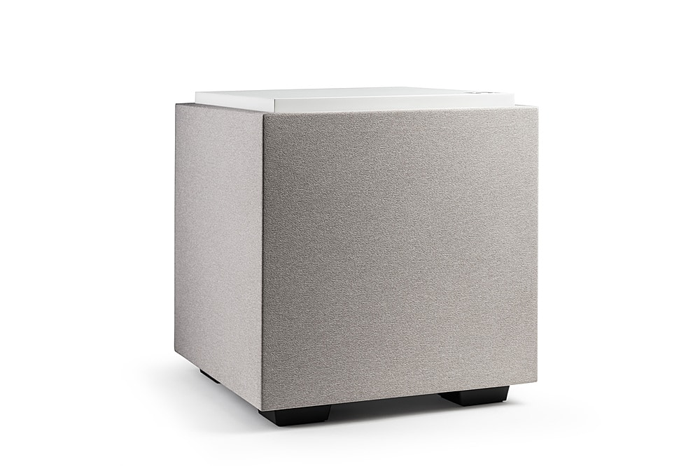 Left. Definitive Technology - Descend DN8 8" Sub, 3XR Architecture, 500W Peak Class D Amplifier & (2) 8" Bass Radiators - White.