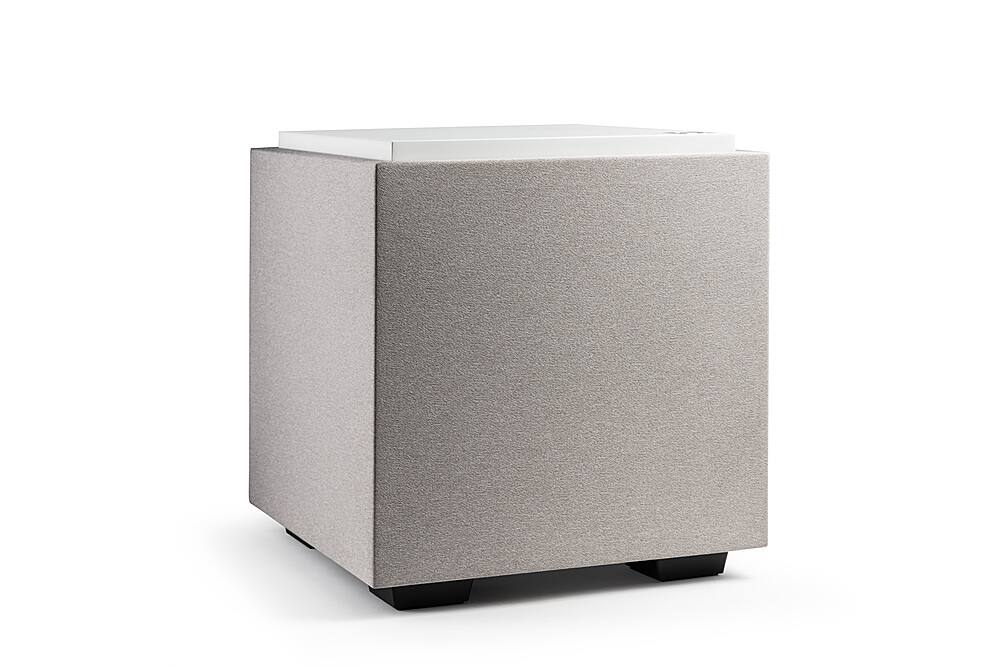 Left. Definitive Technology - Descend DN8 8" Sub, 3XR Architecture, 500W Peak Class D Amplifier & (2) 8" Bass Radiators - White.