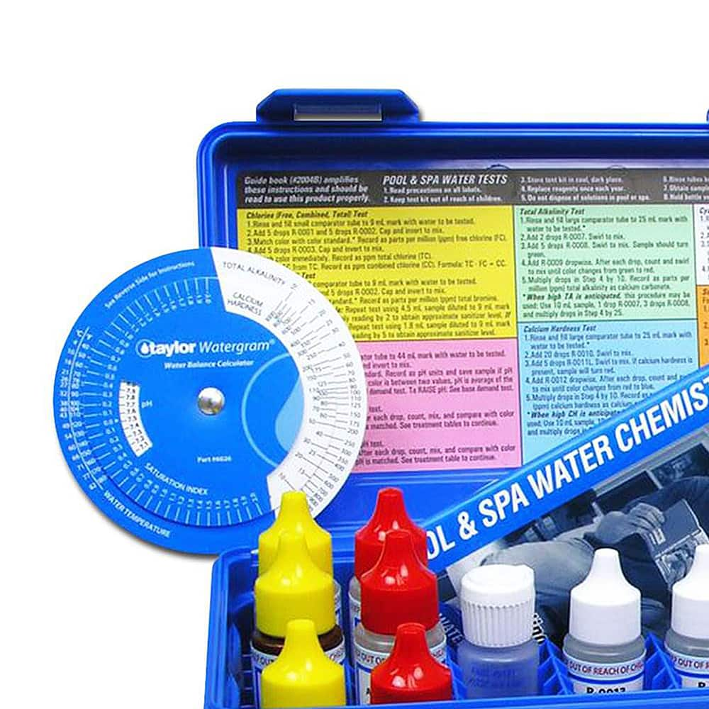 Left View: Taylor - Pool Chlorine Bromine Alkalinity Test Kit with Additional Basic Kit