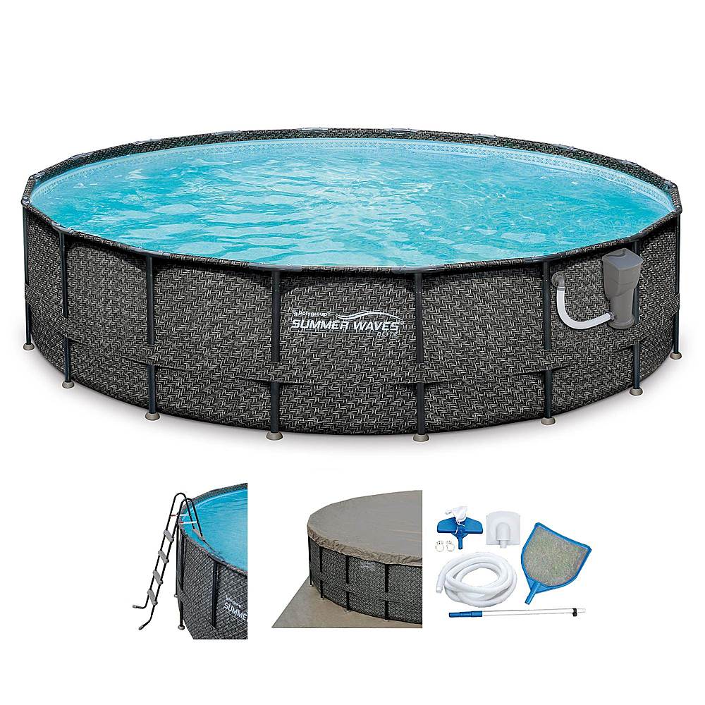 Summer Waves - 18ft x 48in Above Ground Frame Pool Set with Pump