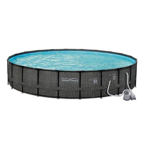 Summer Waves - 24ft x 52in Above Ground Frame Pool Set w/ Pump