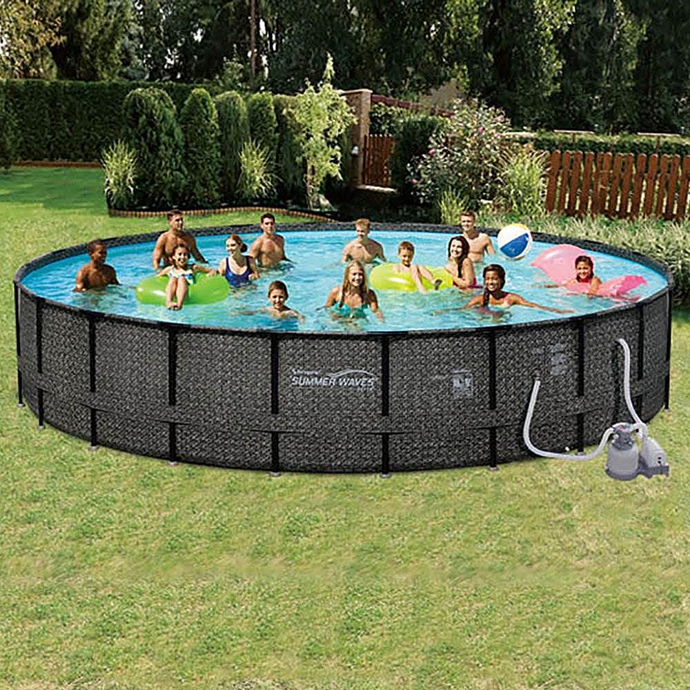 Best Buy: Summer Waves 24ft x 52in Above Ground Frame Pool Set w/ Pump ...