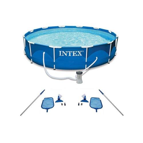 Intex - Pool with Filter Pump and Pool Cleaning Kit - Blue