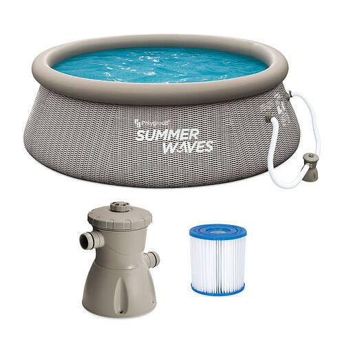 Summer Waves - 8ft x 30in Quick Set Ring Above Ground Pool - Light gray