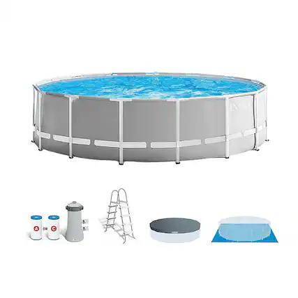Alt View 12. Intex - Pool Set w/ Ladder, Cover and Maintenance Kit - Gray.
