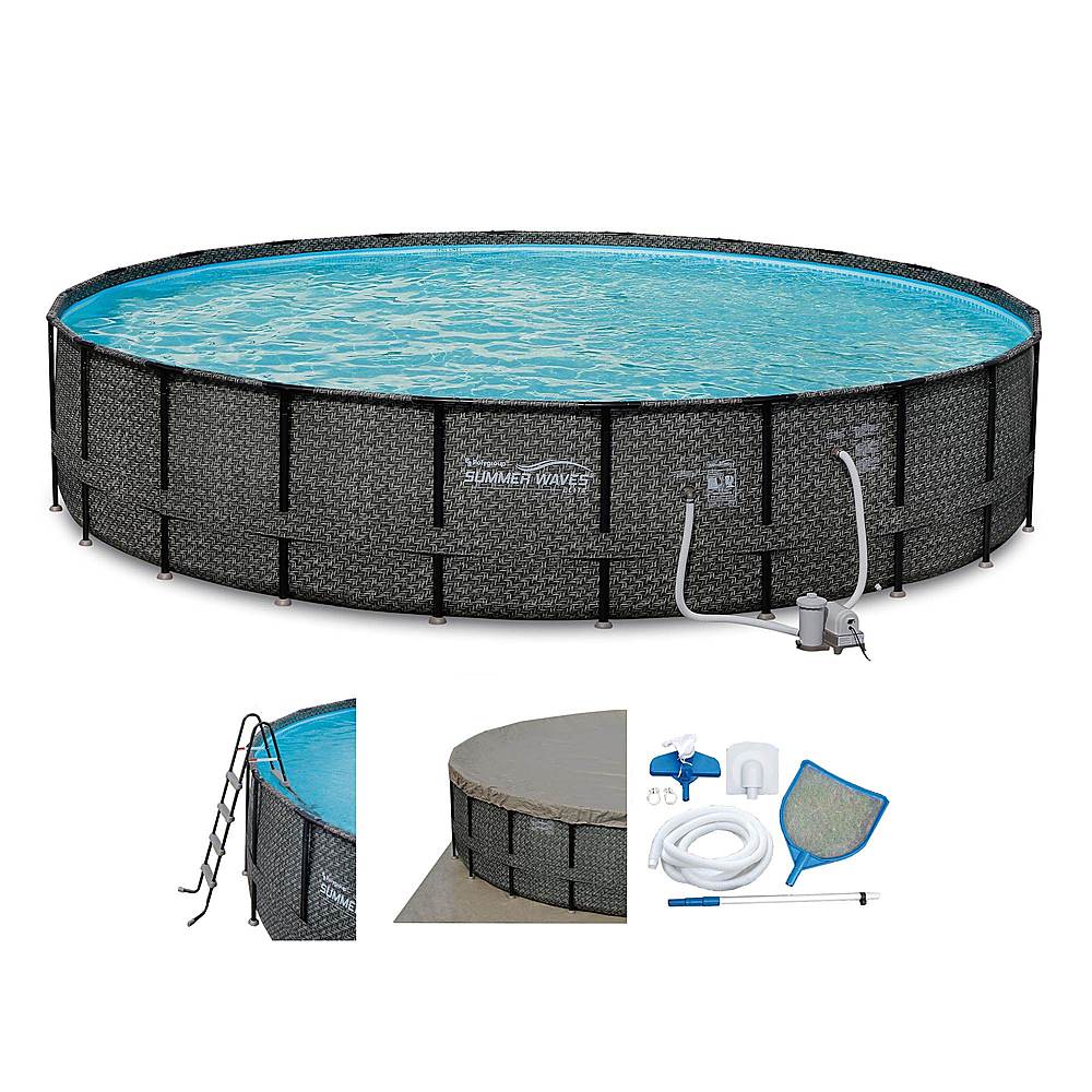 Summer Waves - 22ft x 52in Above Ground Frame Pool Set with Pump