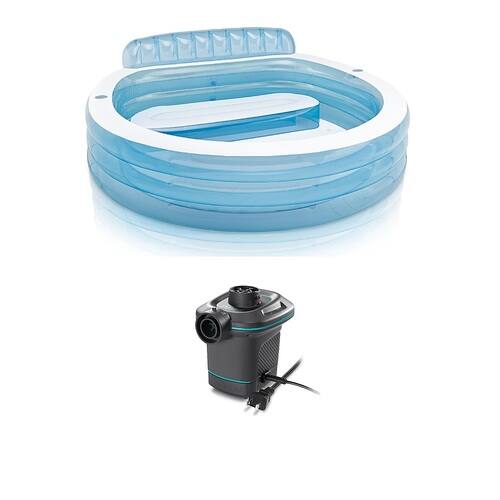 Intex - Lounge Pool w/ Built In Bench & Air Pump - Blue