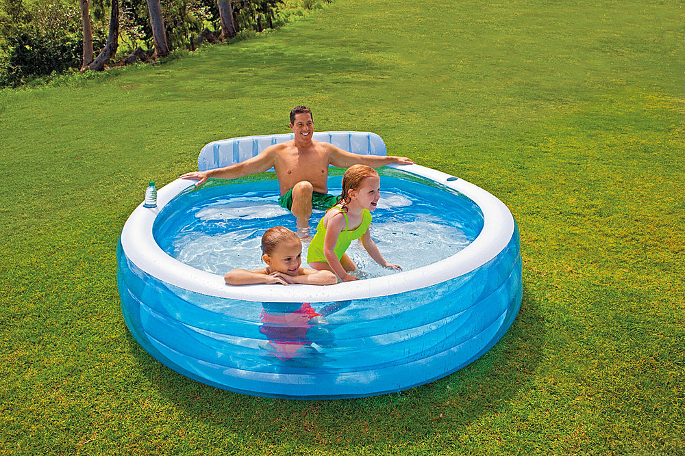 Best Buy: Intex Lounge Pool w/ Built In Bench & Air Pump Blue