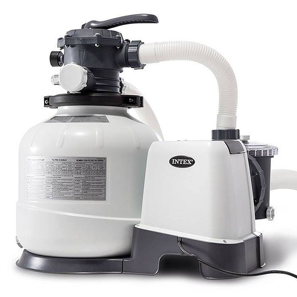 Left View: Intex - 2800 GPH Pool Sand Filter Pump with Krystal Clear Saltwater System