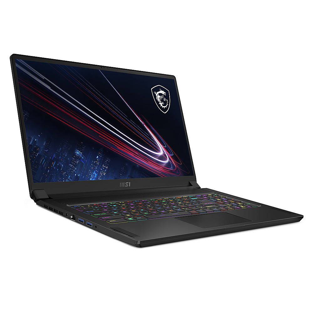 Angle View: MSI - GS76 Stealth 17.3" Gaming Laptop - Intel Core i7 - 32 GB Memory - NVIDIA GeForce RTX 3080 - 1 TB SSD - Core Black