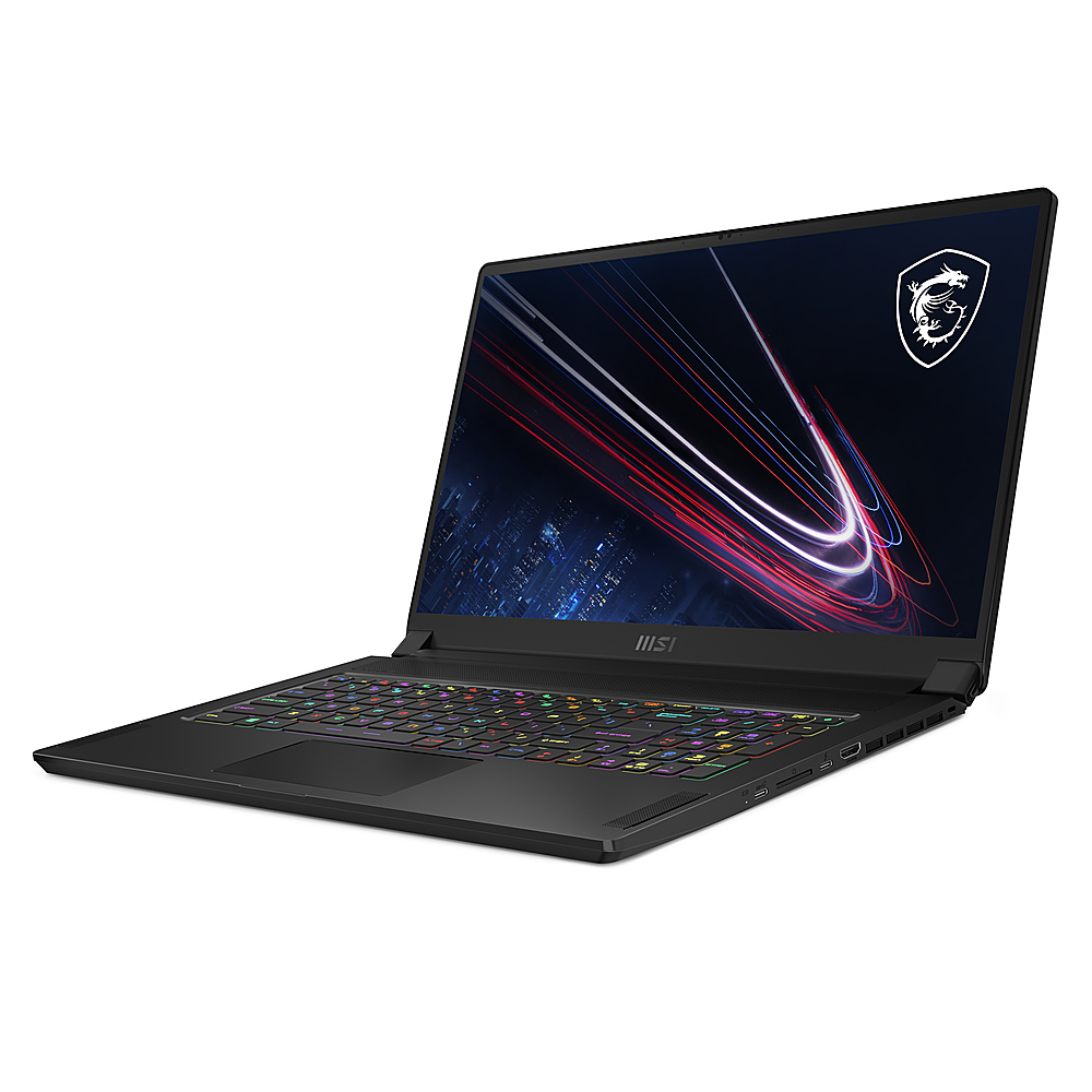 Angle View: MSI - GS76 Stealth 17.3" Gaming Laptop - Intel Core i7 - 16 GB Memory - NVIDIA GeForce RTX 3060 - 512 GB SSD - Core Black
