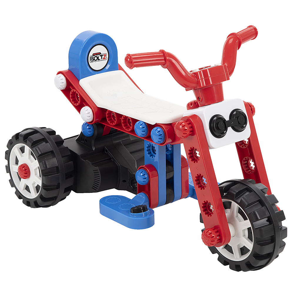 Left View: Huffy Boltz 6V Battery Powered Ride On Toy - Red, white, blue