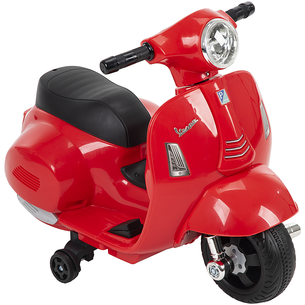 Left View: Huffy - Vespa Ride On Scooter, 6 Volt - Red
