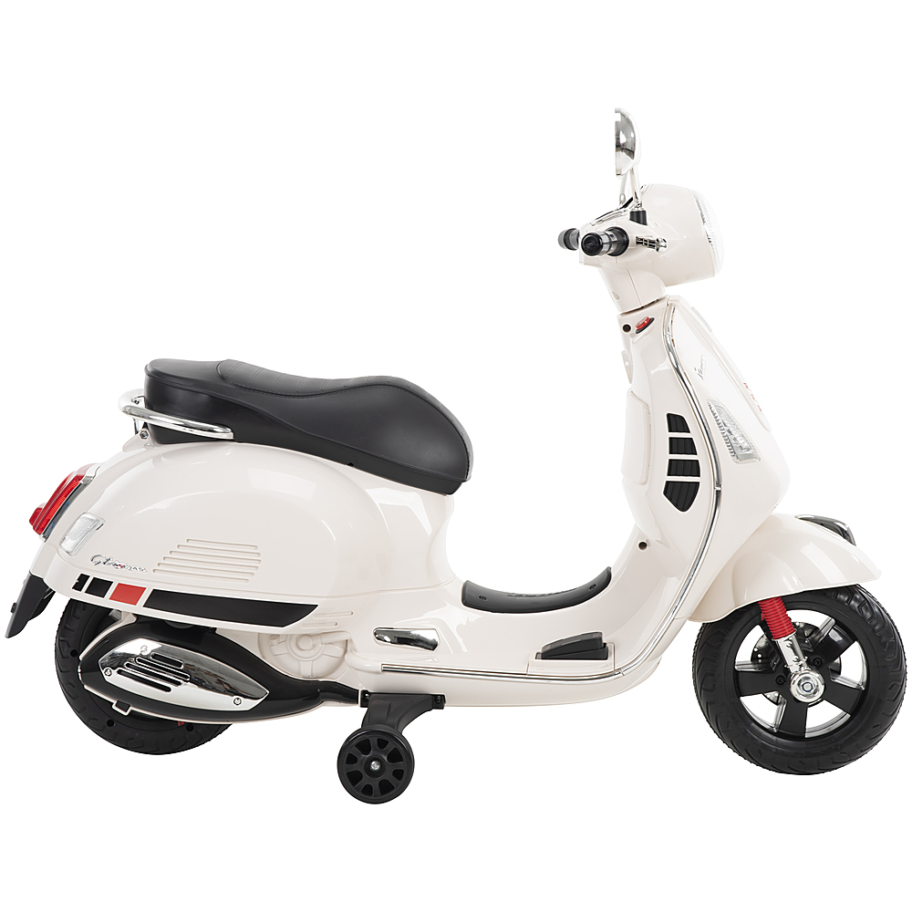 Left View: Electric Motorcycle for Kids 3-Wheel Trike - Battery Powered Fun Decals, Reverse, and Headlights by Toy Time - Red