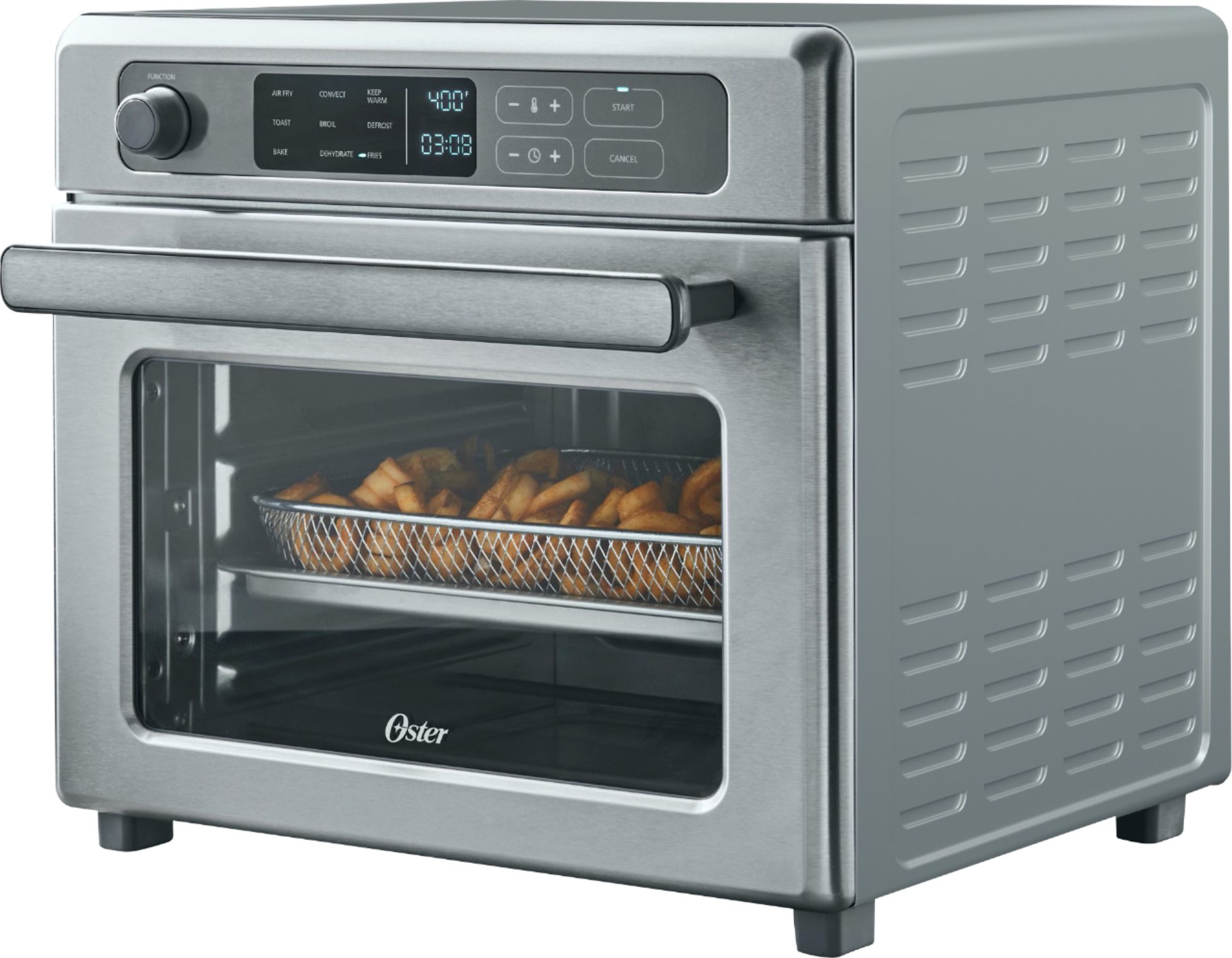 Left View: Oster - RapidCrisp Digital Air Fryer Oven - Stainless Steel