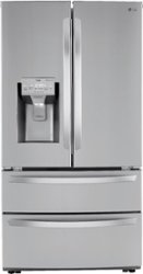 LG - 22 Cu. Ft. 4-Door French Door Counter-Depth Smart Refrigerator with External Tall Ice and Water - Stainless steel - Front_Zoom
