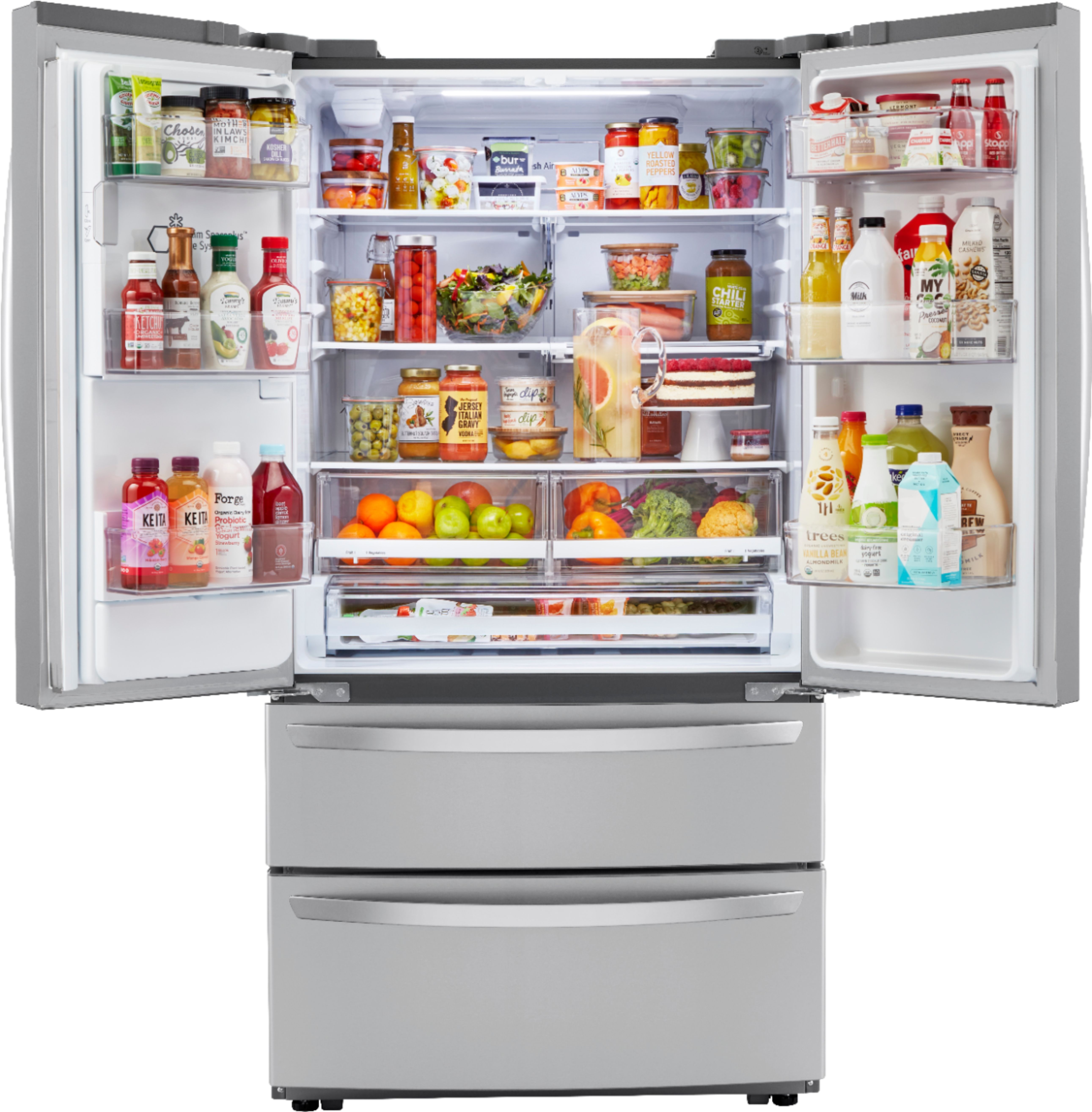 LG 22 cu. ft. 4-Door French Door Refrigerator, Slim SpacePlus and Door  Cooling in PrintProof Stainless Steel, Counter Depth LMXC22626S - The Home  Depot