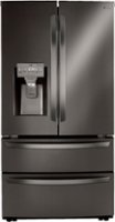LG - 22 Cu. Ft. 4-Door French Door Smart Refrigerator with Craft Ice - Black stainless steel - Front_Zoom