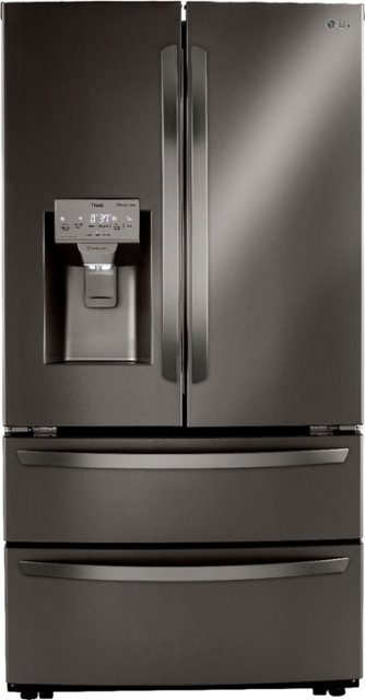 Front Zoom. LG - 22 cu ft 4-Door French Door Refrigerator with WiFi and Craft Ice - Black stainless steel.