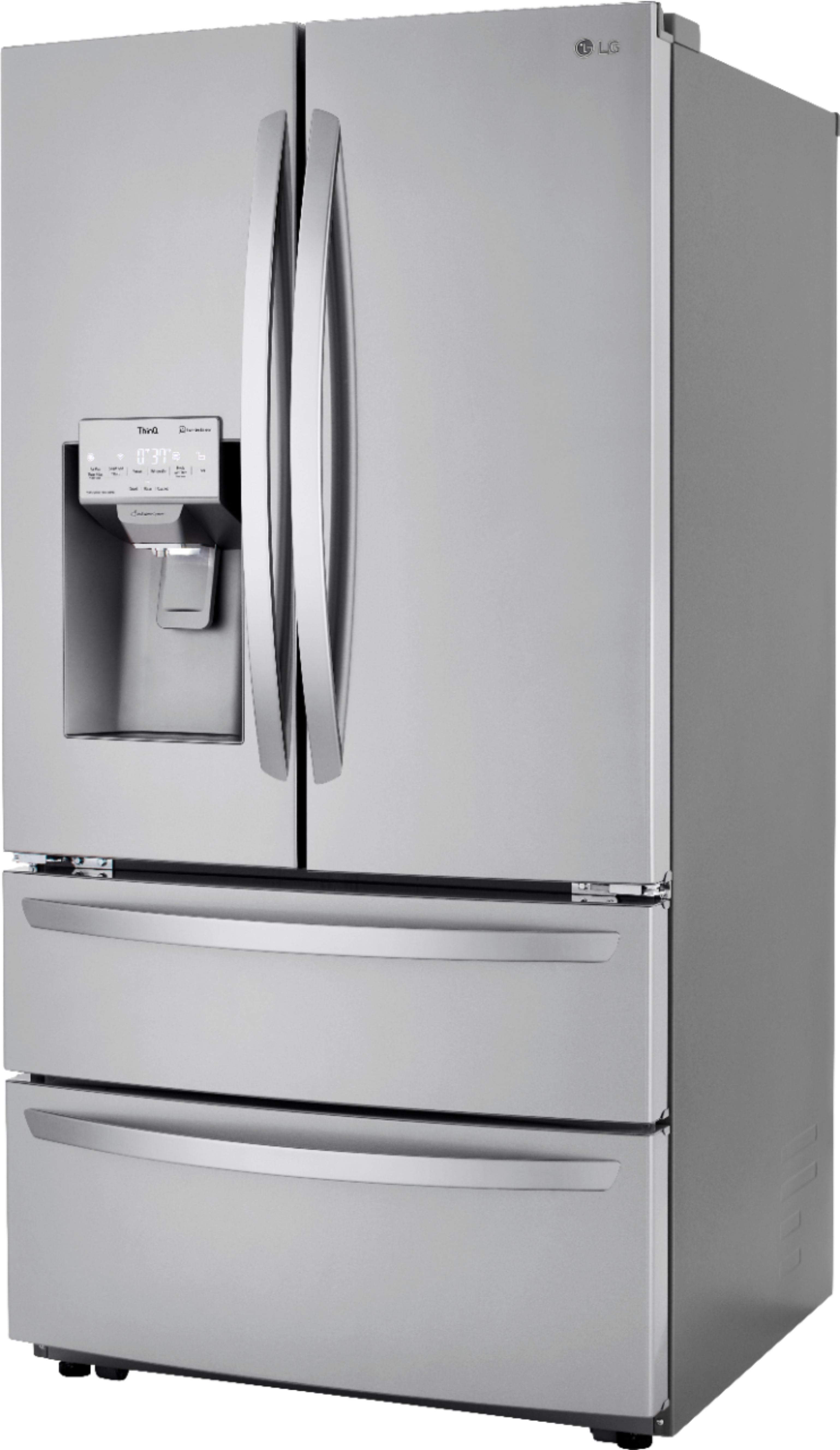 Left View: LG - 27 Cu. Ft. Side-by-Side Smart Refrigerator with Craft Ice - Black stainless steel