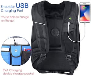 Swissdigital Design - Terabyte TSA-friendly Backpack with USB Charging port/RFID protection and fits up to 15.6" laptop - Black - Front_Zoom