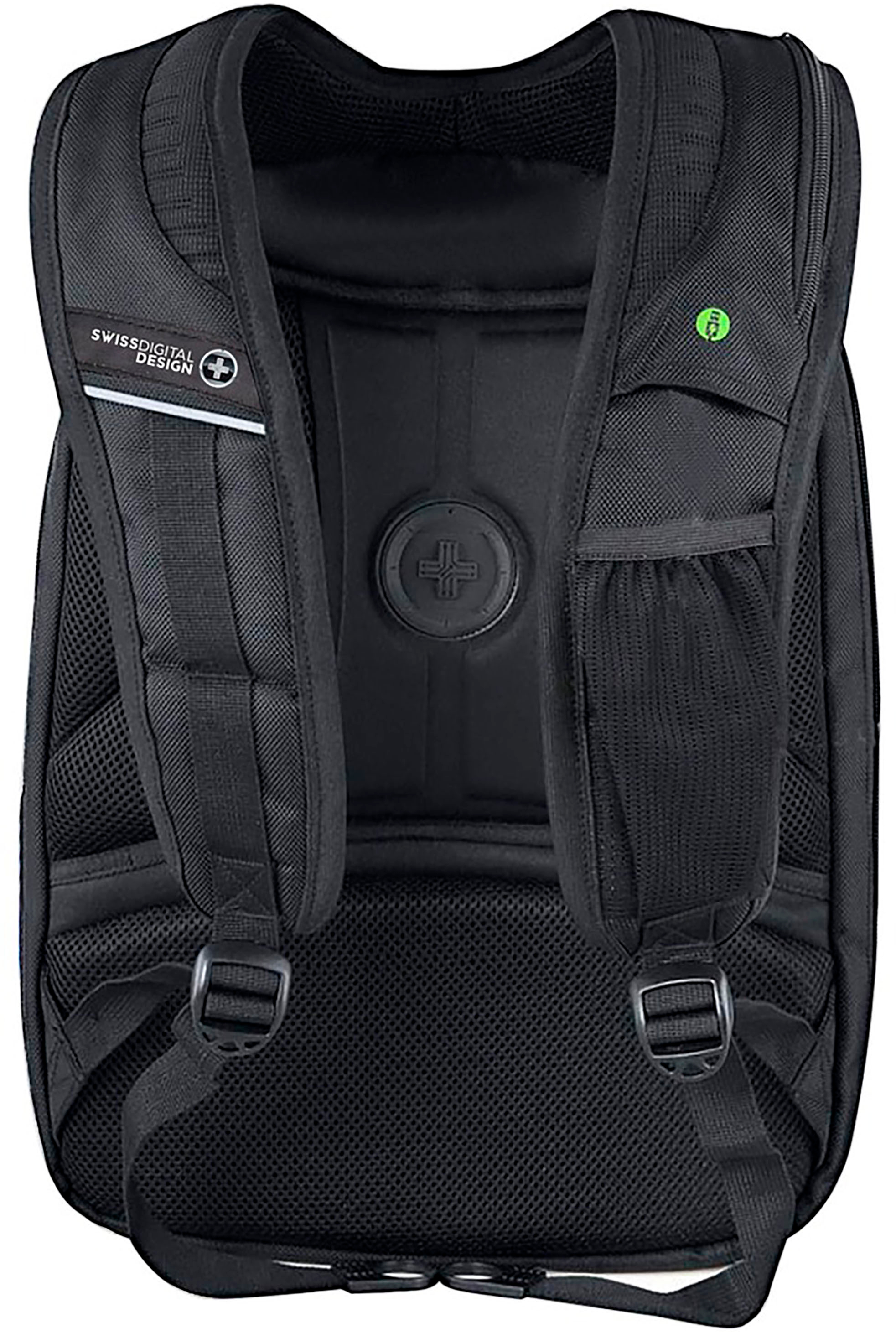 Back View: Swissdigital Design - Terabyte TSA-friendly Backpack with USB Charging port/RFID protection and fits up to 15.6" laptop - Black