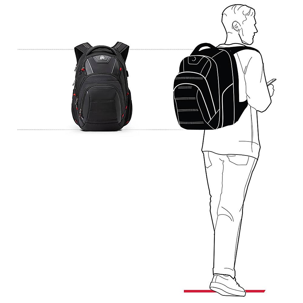 Alt View 40. Swissdigital Design - Circuit TSA-firendly Backpack with USB Charging port/RFID protection and fits up to 15.6" laptop - Black.