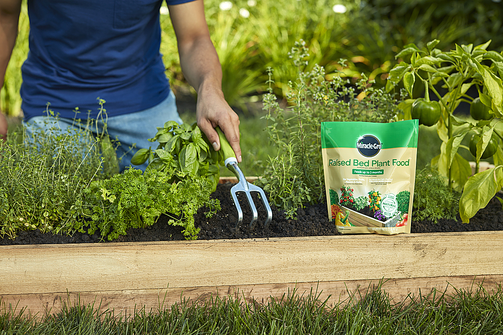 Left View: Miracle-Gro Raised Bed Plant Food 2 lb. - Black