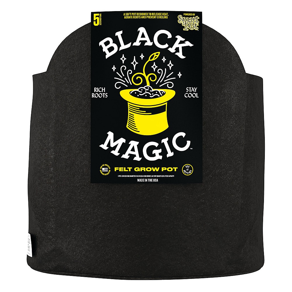 Angle View: Black Magic Felt Grow Pot 5GAL - Black