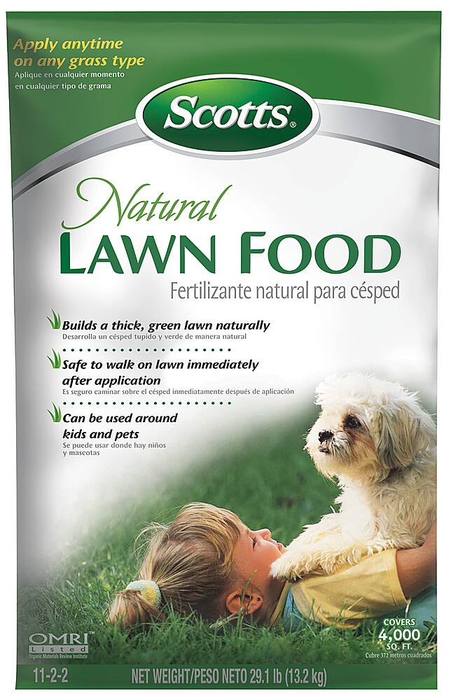 Front. Scotts - Natural Lawn Food - Black.