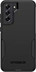 Front. OtterBox - Commuter Series Hard Shell for Samsung Galaxy S21 FE 5G - Black.
