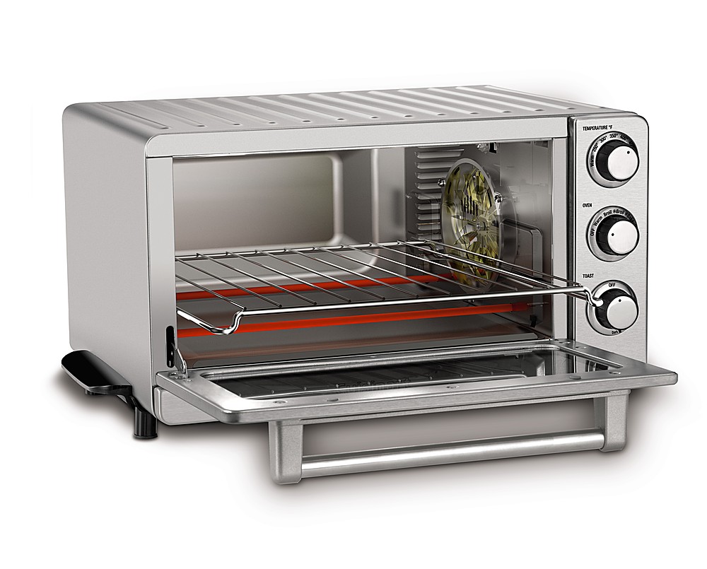 65L Silver Mini Oven with Adjustable Temperature of 60-250 ℃ and 60 Minutes  Timer Multifunctional Hot Air Circulation Rotary Roasting Fork Thaw