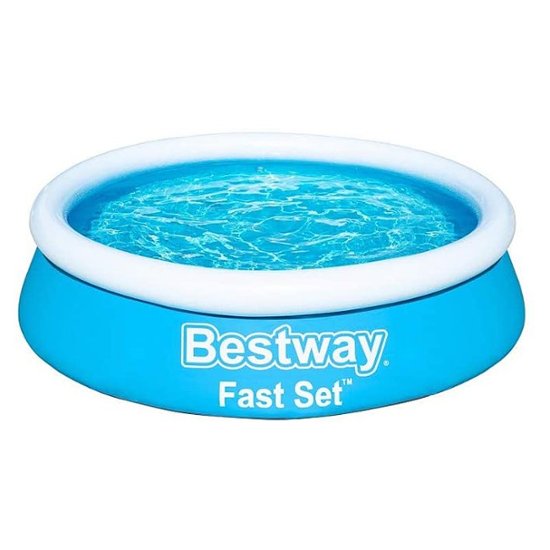 Front Zoom. Bestway - Fast Set 6 Foot x 20 Inch Outdoor Inflatable Round Swimming Pool Set - Blue.