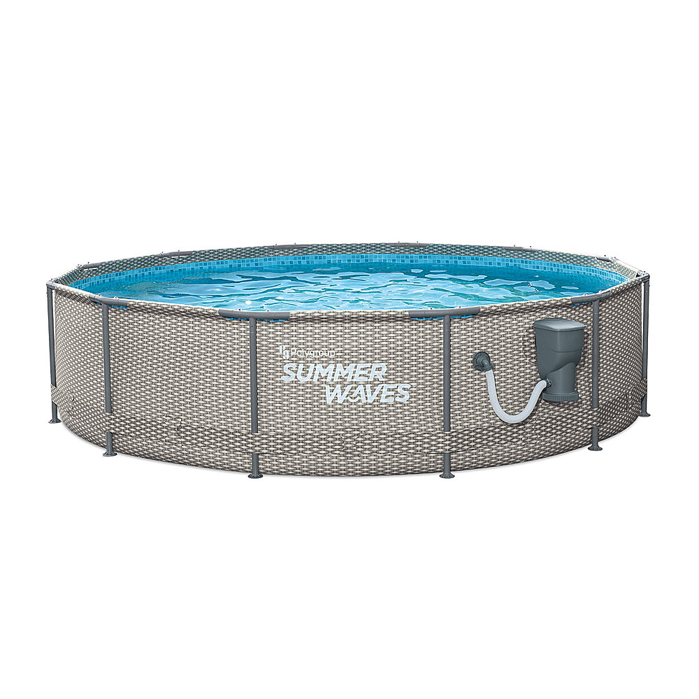 Summer Waves - Active 12 Ft x 33 In Above Ground Frame Swimming Pool Set with Pump - Gray