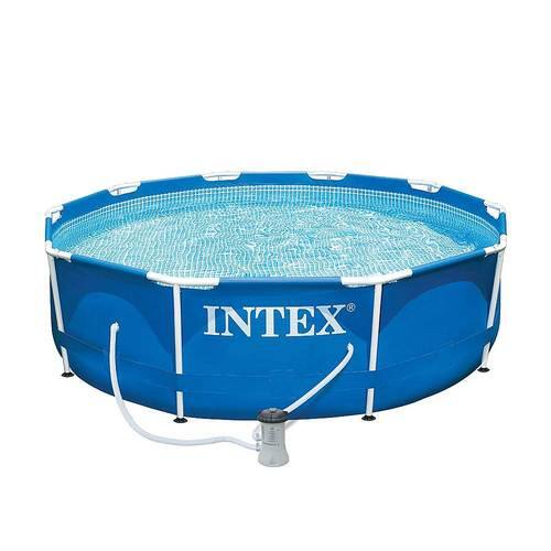 Intex - 10-foot x 30-inch Metal Frame Above Ground Swimming Pool Set with Filter Pump - Blue