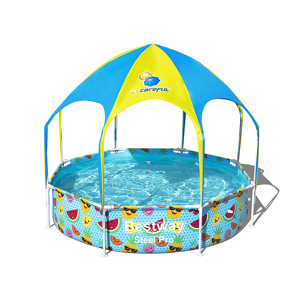 Bestway - 8 Ft x 20 In UV Careful Splash in Shade Spray Round Swimming Pool, Fruit - Multi
