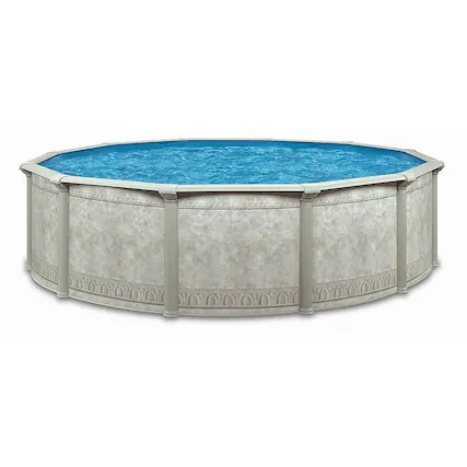Front. Aquarian - 24 Feet x 52 Inch Round Above Ground Swimming Pool - Gray.