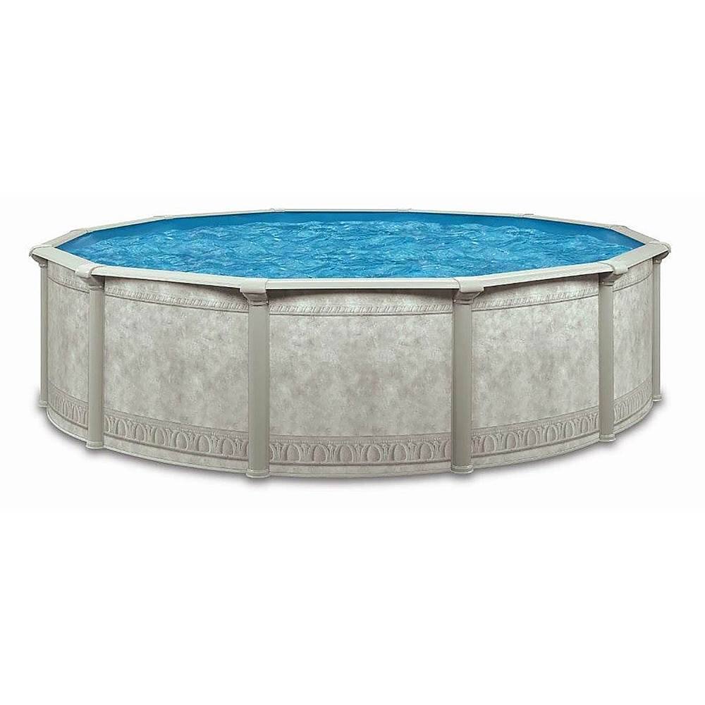 Front. Aquarian - 24 Feet x 52 Inch Round Above Ground Swimming Pool - Gray.