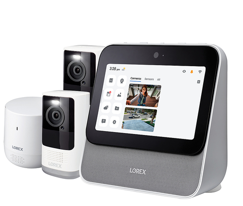 Lorex - Home Center with Two 2K Smart Deterrence Outdoor Wire-Free Cameras with Person Detection - White