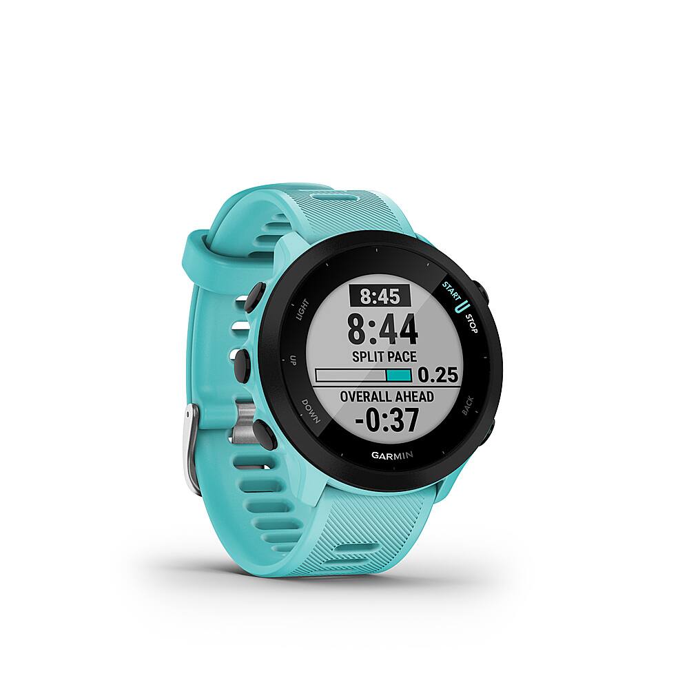 Angle. Garmin - Forerunner 55 GPS Smartwatch 42mm Fiber-Reinforced Polymer - Aqua.