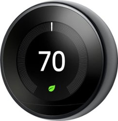 Google - Geek Squad Certified Refurbished Nest Learning Smart Programmable Wi-Fi Thermostat - Black - Front_Zoom