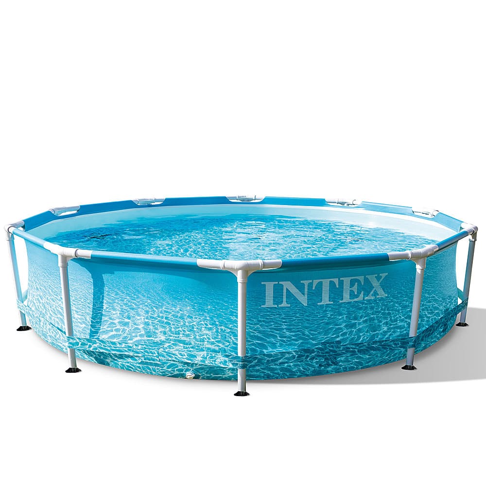 Intex - 10' x 30" Above Ground Steel Metal Frame Beachside Swimming Pool - Blue