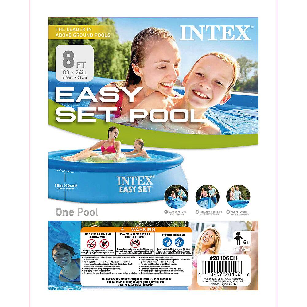Alt View 16. Intex - 8 ft X 24 Inch Easy Set Inflatable Outdoor Family Swimming Pool - Blue.