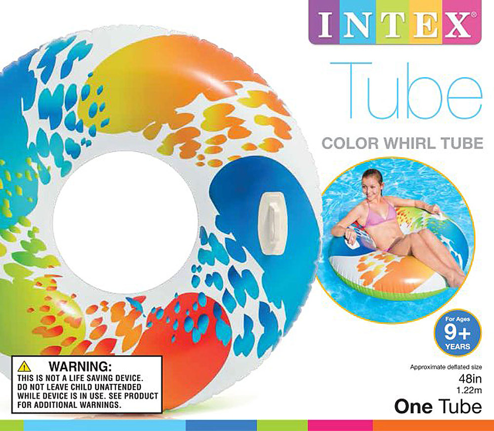 Intex - Inflatable 47" Swimming Pool Raft with Handles - Multicolored