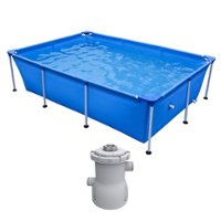 JLeisure 8.5 x 6 Ft Above Ground Rectangle Pool Bundle w/ Cartridge Filter Pump - Front_Zoom