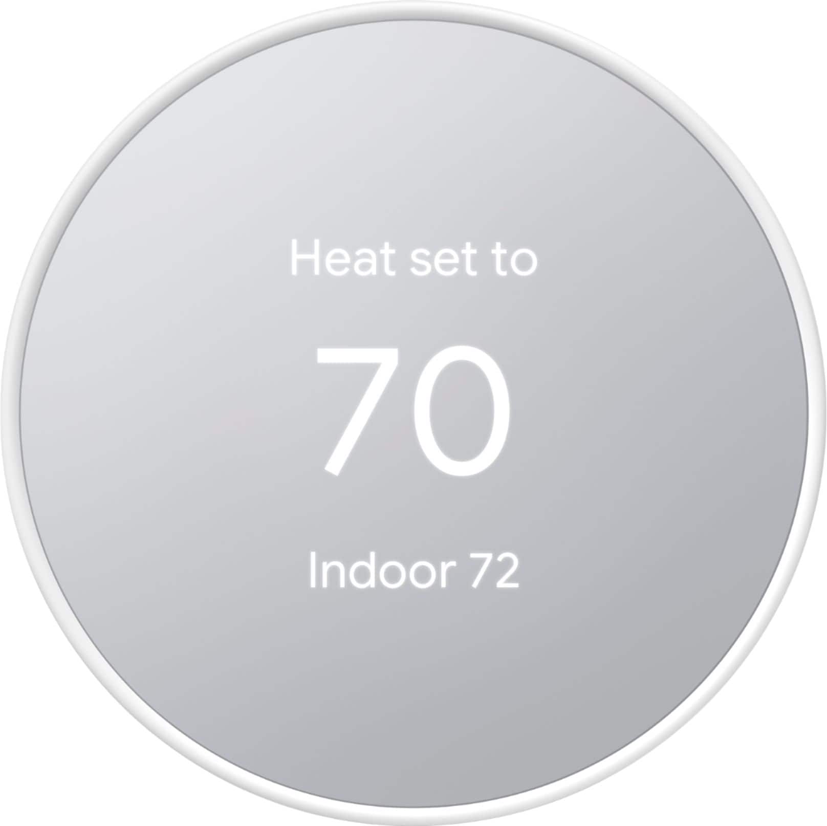 Front. Google - Geek Squad Certified Refurbished Nest Smart Programmable Wi-Fi Thermostat - Snow.